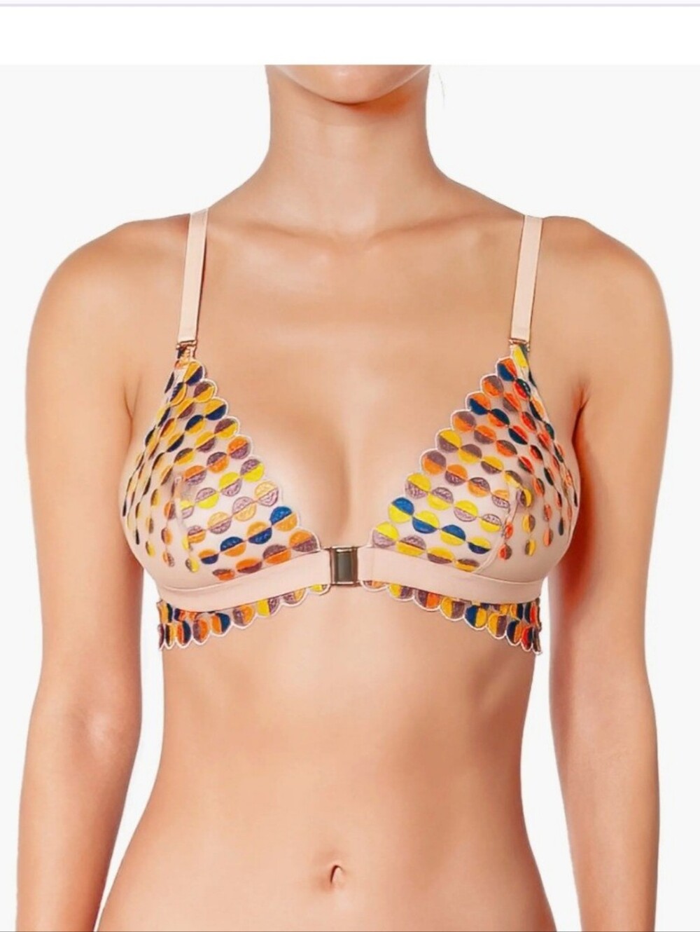 Huit Paris Sheer Luxury Bralette Multicolor Deco Dots French Lingerie Size S